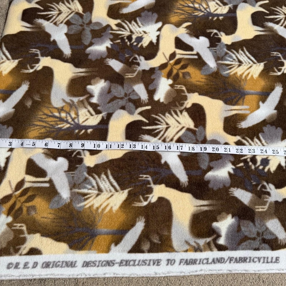 Deer Print‎ Fabric Wildlife Pattern Fleece  1 Mt 63" Wide - Brown Fleece 1/2 Mt